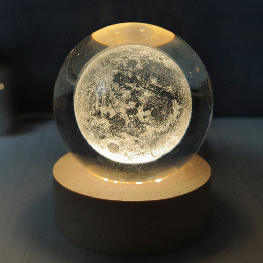 Lampara Luna Llena 3D Flotante