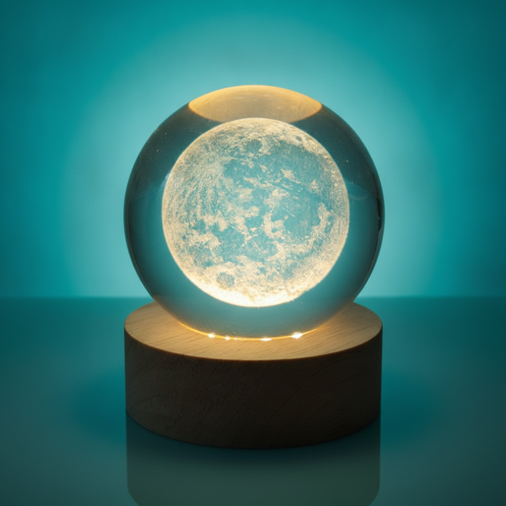 Lampara Luna Llena 3D Flotante